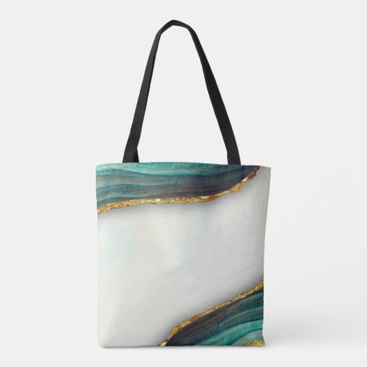 Elegant emerald green marmer faux goud glitter tote bag (Achterkant)