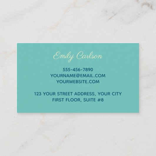 Elegant emerald green marmer faux goud glitter visitekaartje (Achterkant)