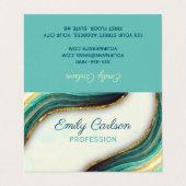 Elegant emerald green marmer faux goud glitter visitekaartje (Buitenkant ongevouwen)