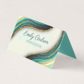 Elegant emerald green marmer faux goud glitter visitekaartje (Voorkant)