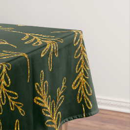 Elegant Emerald Green met Gold Floral Sprig Tafelkleed