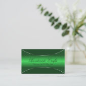 Elegant Emerald Green met Shimmery Silver Border Visitekaartje (Staand voorkant)