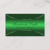 Elegant Emerald Green met Shimmery Silver Border Visitekaartje (Voorkant)