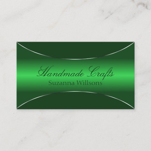 Elegant Emerald Green met Shimmery Silver Border Visitekaartje (Voorkant)