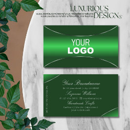 Elegant Emerald Green met Silver Border en Logo Visitekaartje