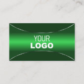Elegant Emerald Green met Silver Border en Logo Visitekaartje (Voorkant)