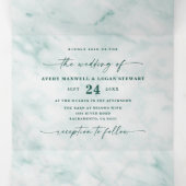 Elegant Emerald Green Metallic Marmer Wedding Drieluik Uitnodiging (Binnenkant midden)