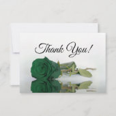 Elegant Emerald Green Mirrored Rose Simple Wedding Bedankkaart (Voorkant)