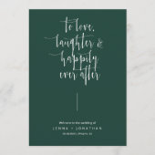 Elegant Emerald Green Modern Minimalist Wedding Programmakaart (Voorkant)