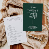 Elegant Emerald Green Modern Minimalist Wedding Programmakaart