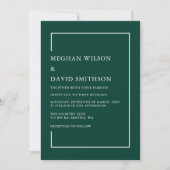 Elegant Emerald Green Modern Wedding Invitation Kaart (Voorkant)