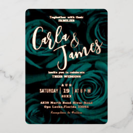 Elegant Emerald Green moderne bruiloft Folie Uitnodiging