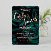 Elegant Emerald Green moderne bruiloft Folie Uitnodiging (Staand Voorkant)