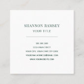 Elegant Emerald Green Monogram Vierkante Visitekaartje (Achterkant)