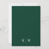 Elegant Emerald Green Monogram Wedding  Kaart (Achterkant)
