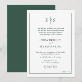 Elegant Emerald Green Monogram Wedding Kaart (Voorkant / Achterkant)