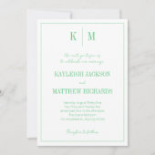 Elegant Emerald Green Monogram Wedding  Kaart (Voorkant)