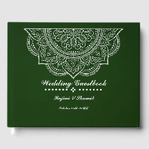 Elegant Emerald green Paisley Mandala Guest Book