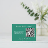 Elegant Emerald Green QR-code Website RSVP-kaart Informatiekaartje (Staand voorkant)