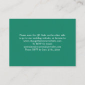 Elegant Emerald Green QR-code Website RSVP-kaart Informatiekaartje (Achterkant)