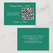 Elegant Emerald Green QR-code Website RSVP-kaart Informatiekaartje (Voorkant / Achterkant)