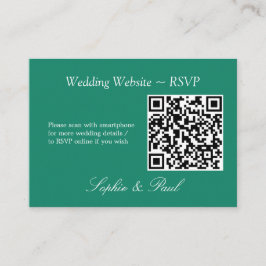 Elegant Emerald Green QR-code Website RSVP-kaart Informatiekaartje