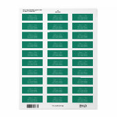 Elegant Emerald Green Return-adreslabel Etiket (Full Sheet)