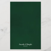 Elegant Emerald Green Roos Budget Wedding Menu (Achterkant)