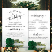 Elegant Emerald Green Roos Budget Wedding Programm