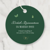 Elegant Emerald Green Roos Butterfly Hartelijk dan Bedankjes Labels (Achterkant)
