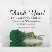 Elegant Emerald Green Roos Chic Wedding Bedankt Likeurfles Etiket (Enkel label)