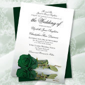Elegant Emerald Green Roos Formal Wedding Kaart