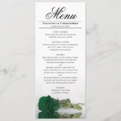 Elegant Emerald Green Roos Reflections Wedding Menu (Voorkant)