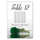 Elegant Emerald Green Roos Seating Chart Wedding Kaart (Voorkant)