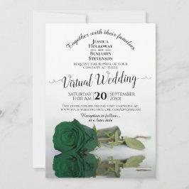 Elegant Emerald Green Roos Virtual Wedding Kaart