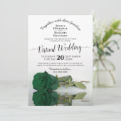 Elegant Emerald Green Roos Virtual Wedding Kaart (Staand voorkant)