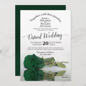 Elegant Emerald Green Roos Virtual Wedding Kaart (Voorkant / Achterkant)