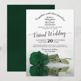 Elegant Emerald Green Roos Virtual Wedding Kaart
