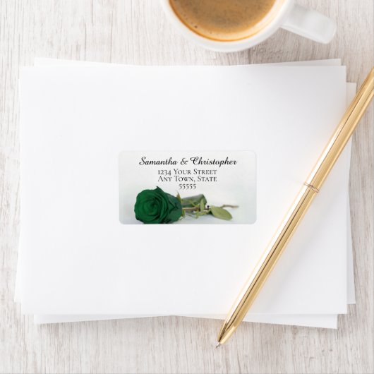 Elegant Emerald Green Roos Wedding Address Etiket (Insitu)