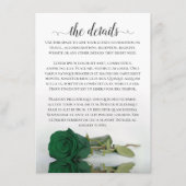 Elegant Emerald Green Roos Wedding Details Informatiekaartje (Voorkant)