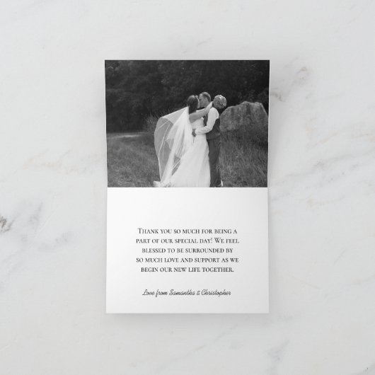 Elegant Emerald Green Roos Wedding Photo Inside Bedankkaart (Binnen)