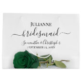 Elegant Emerald Green Rose Posh Bridesmaid Wedding Groot Cadeauzakje (Achterkant)