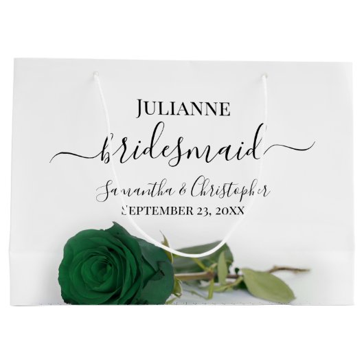 Elegant Emerald Green Rose Posh Bridesmaid Wedding Groot Cadeauzakje (Achterkant)