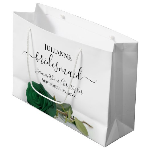 Elegant Emerald Green Rose Posh Bridesmaid Wedding Groot Cadeauzakje (Voorkant Gekanteld)