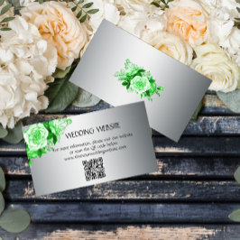Elegant Emerald Green Rozen Boho Wedding Website Informatiekaartje