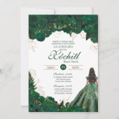 Elegant Emerald Green Rozen Quince Anos Birthday I Kaart (Voorkant)