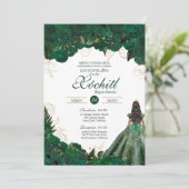 Elegant Emerald Green Rozen Quince Anos Birthday I Kaart (Staand voorkant)