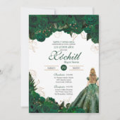 Elegant Emerald Green Rozen Quince Anos Birthday I Kaart (Voorkant)