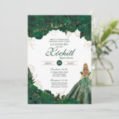 Elegant Emerald Green Rozen Quince Anos Birthday I Kaart (Staand voorkant)