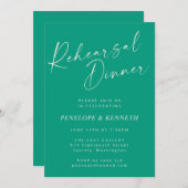 Elegant Emerald Green Script repetitie diner Kaart (Voorkant / Achterkant)